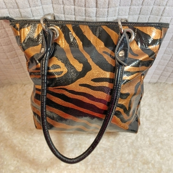 Strata Glossy Animal Print Tote Purse - Picture 7 of 12